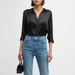 NWT L’Agence Silk Dani Blouse Black